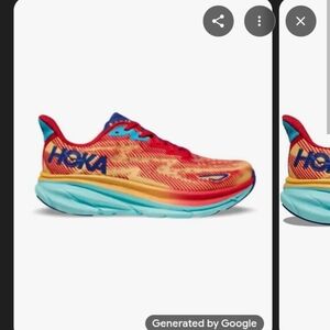 Hoka Red and Orange Athletic Shoes with Maximalist Cushioning